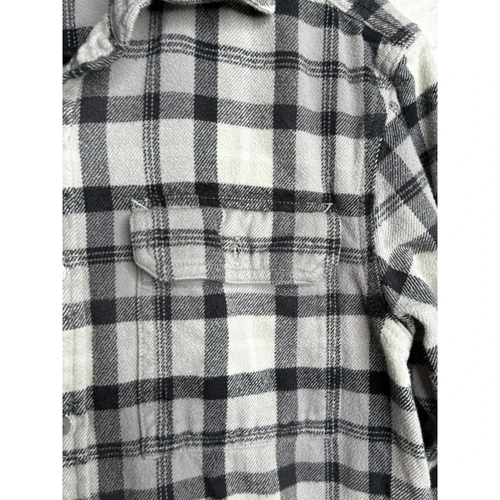 The North Face Mens Plaid Flannel Shirt Grey Black White Long Sleeve S P 6443 NF